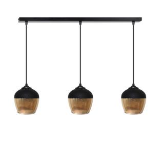 Round Lighting with 3 lamps Fylliana 217 in black color with glass size 30*80cm