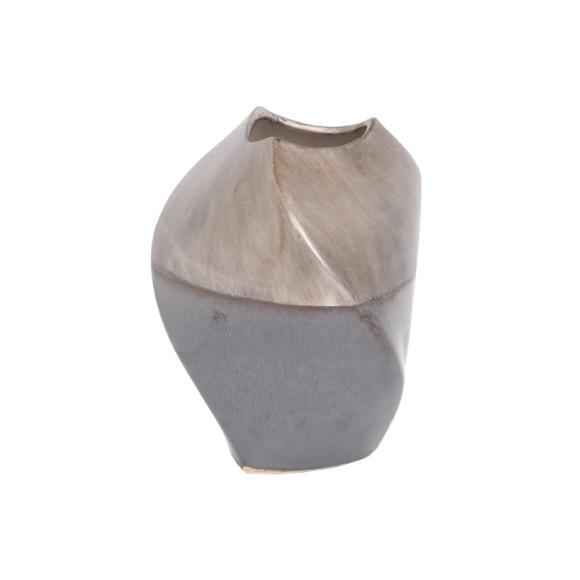 Ceramic vase Fylliana in silver color, size 21.5cm