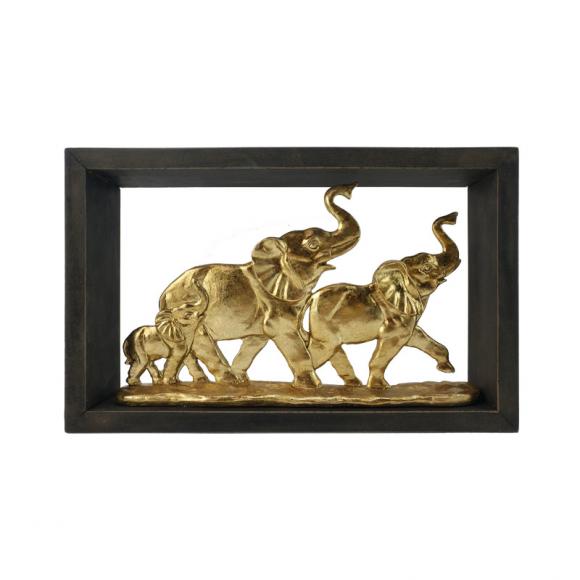 Decorative elephant Fylliana with wood frame SF98193 GOLD-BLACK 20*5.5*33
