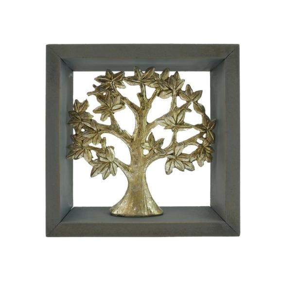 Decorative tree with wood frame Fylliana SF98192-1 SILVER-GREY 20*2.5*20