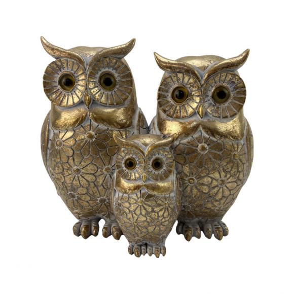 Decorative owl Fylliana in brown-gold color 16x8,3x14,5cm