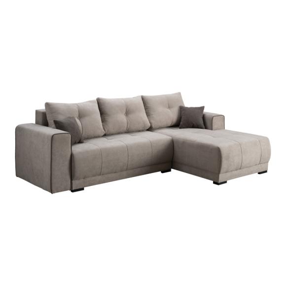 Right Corner sofa bed FIGO in beige and brown color, size 274*179*83