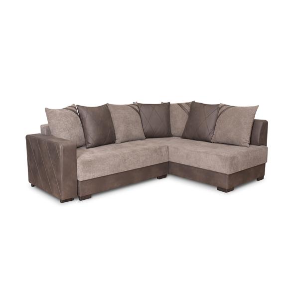 Corner sofa Baleno in brown-beige color ,size 256x188x98cm