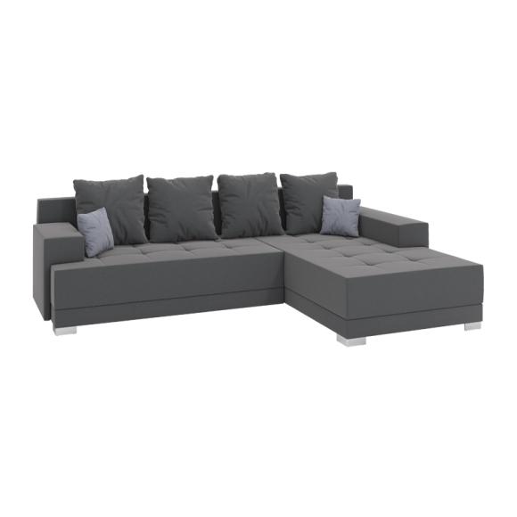 Corner sofa bed Evelina in dark grey-grey color, size 266,5*178*75