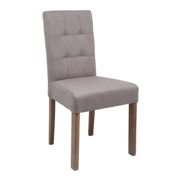 Dinning chair Fylliana New T12 with beige fabric and wood legs, size 45x45x90cm
