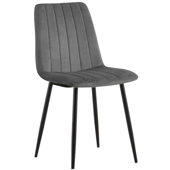 Dinning chair Fylliana 2102 with grey fabric and metal legs ,size 44x55x86cm