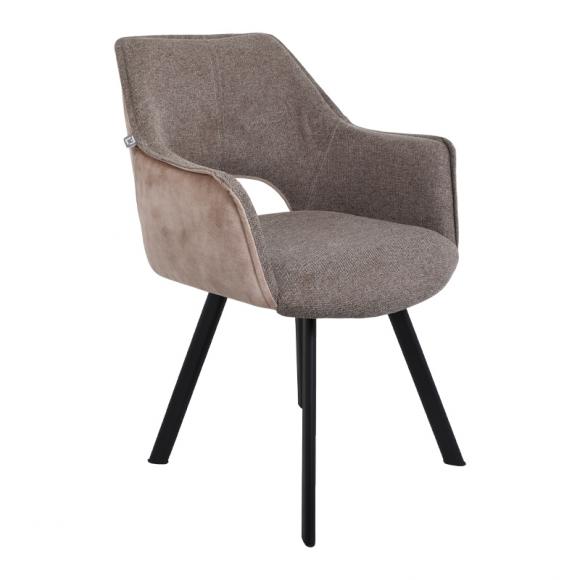 Dining chair  Fylliana with metallic frame and beige fabric, size 57*59*82cm