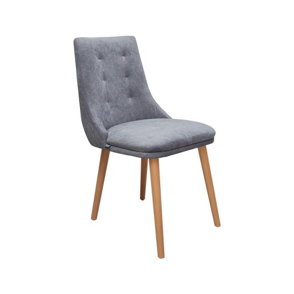 Dining chair Fylliana Sandra Lux with golden sand wooden legs and beige fabric, size 45x50x85cm