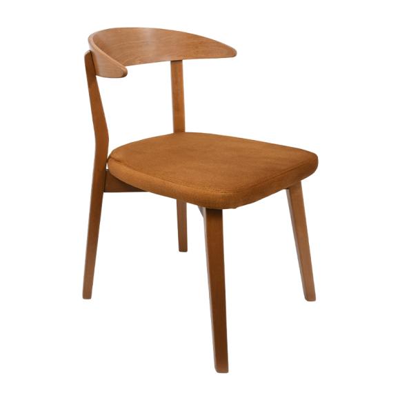 Dinning chair Fylliana T-9 Lux mustard fabric and golden oak legs, size 49x54x78cm