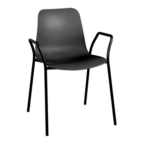 Dining armchair Fylliana with metallic frame in black color, size 53*56*80