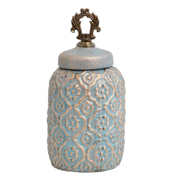 Ceramic jar Fylliana in celadon-gold color 13*13*29cm