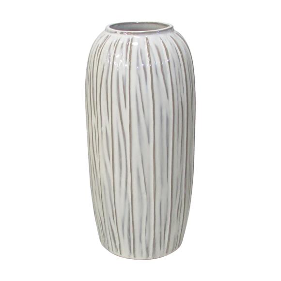 Ceramic decorative vase Fylliana in white color, size 17x17x36cm
