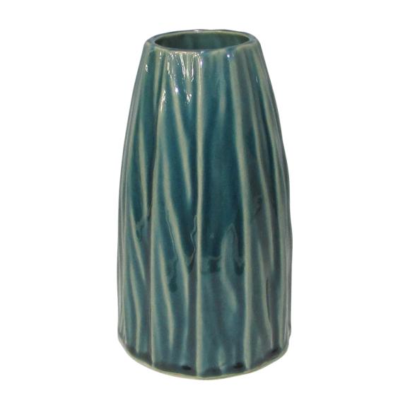 Ceramic decorative vase Fylliana in green color, size 12x12x20,3cm