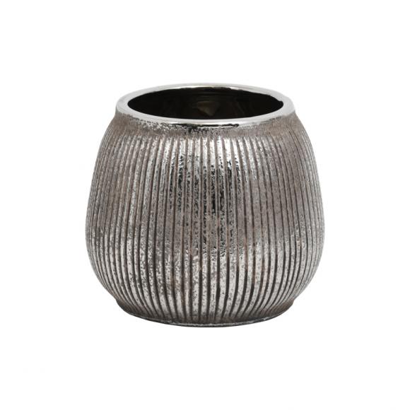 Ceramic vase Fylliana in silver color, size 12.5cm