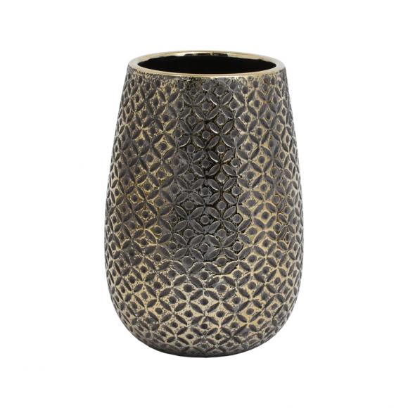 Ceramic vase Fylliana in gold brown color, size 23.5cm