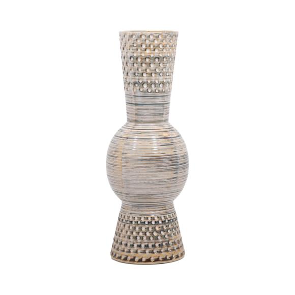 Ceramic vase Fylliana Stripe in beige color, size 13,5x40,5cm