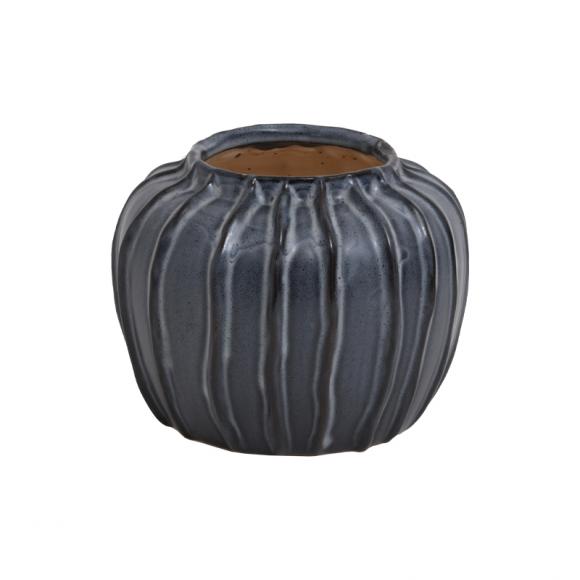 Ceramic vase Fylliana with stripes in blue color 15*11.8cm