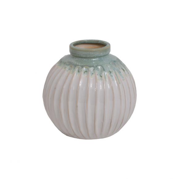 Ceramic vase Fylliana with stripes in white-green color 16*15cm