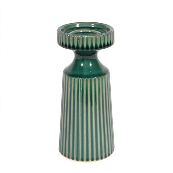 Ceramic vase Fylliana green color, size 20cm