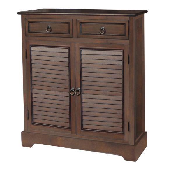 Cabinet Fylliana Classic with 2 drawers and 2 doors in wallnut color, size 80*28*91