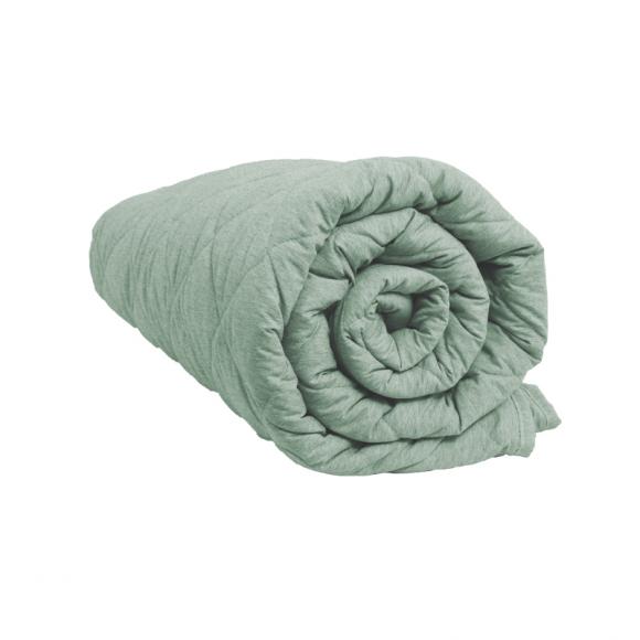 Bedspread with microlinen fabric in light green color, size 220*240