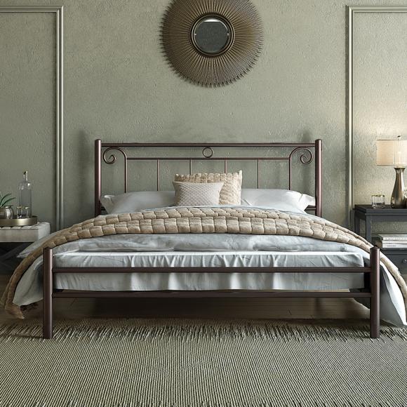 Metal bed Fylliana Valery in brown color ,size 160x210x99cm (150x200cm)