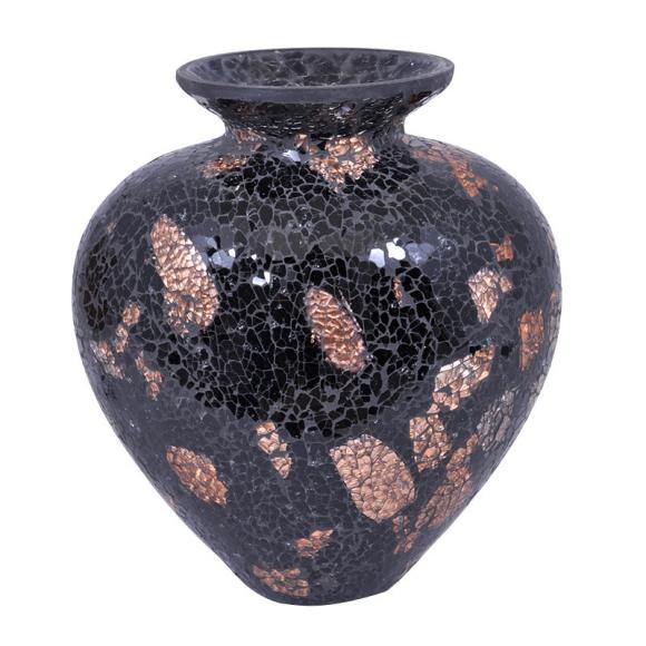 Glass vase black 25cm ΒΚ-09