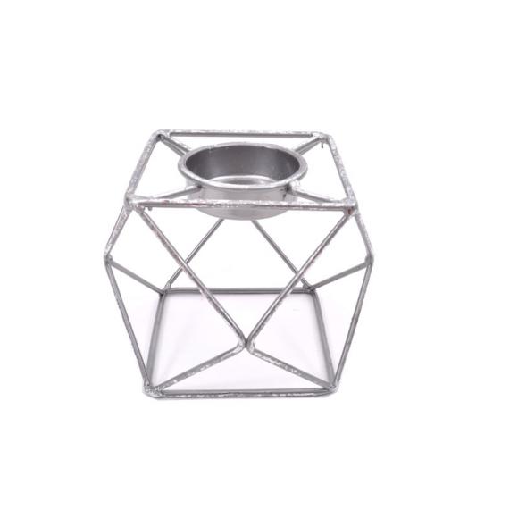 Candle holder Fylliana in silver color, size 12*12*9.5cm
