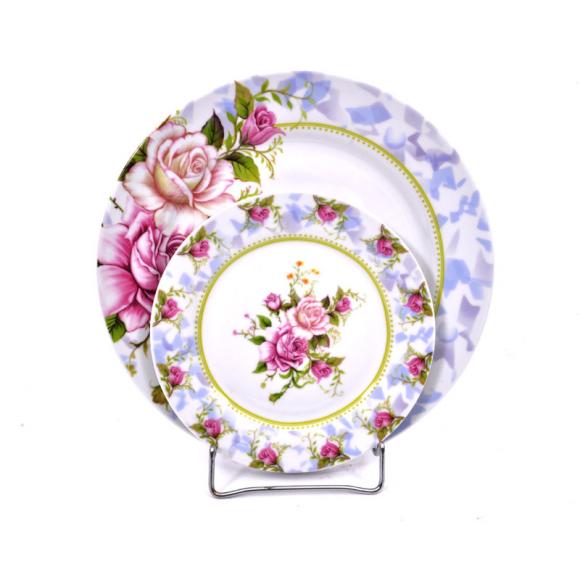 Set Fylliana of seven plates in pink and brown color with flowers