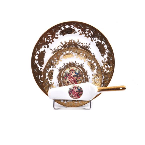 Set Fylliana of eight cake plates in gold color
