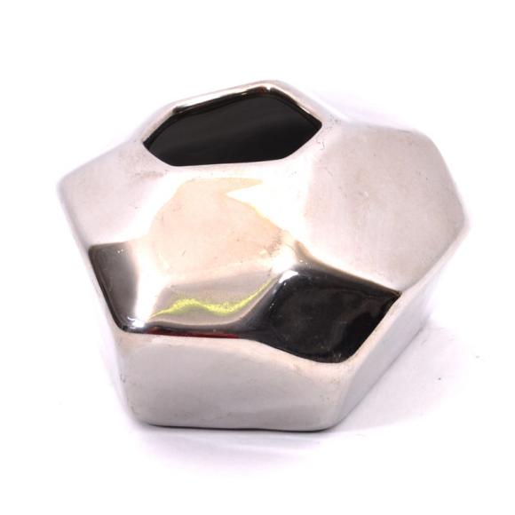 Ceramic candle holder Fylliana in silver color, size 5.5cm