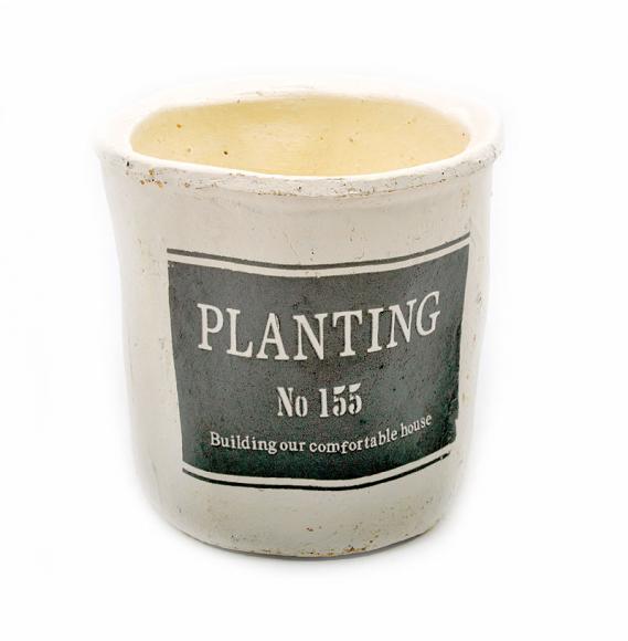 Ceramic pot Fylliana in grey color, size 11cm