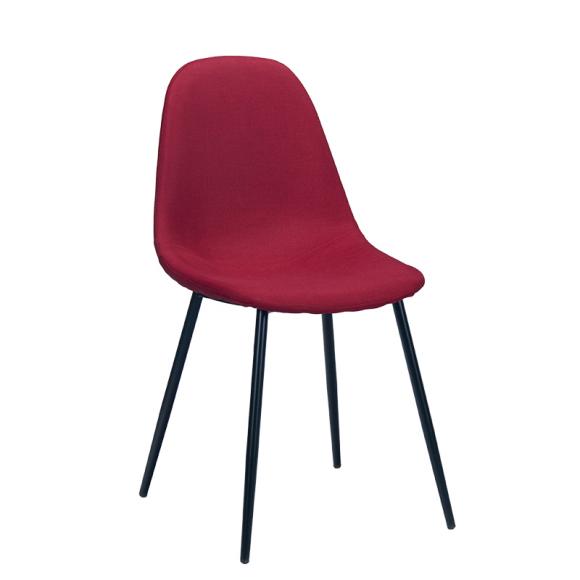 Chair Fylliana with red fabric and metallic legs, size 44*54.5*85cm
