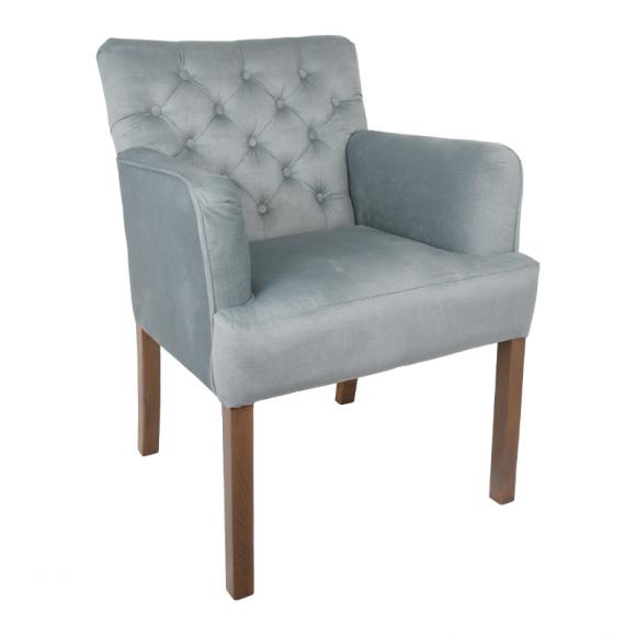 Armchair Fylliana New F4 with buttons and wooden legs in mint color, size 65x70x88cm
