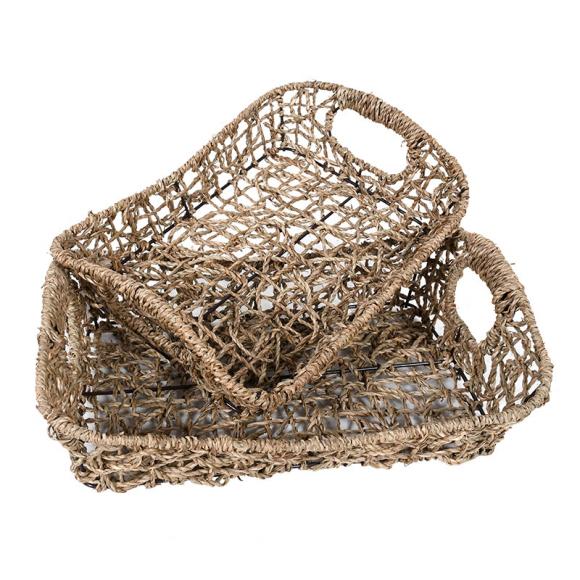 Set Fylliana of two straw baskets, size 36*27*6cm