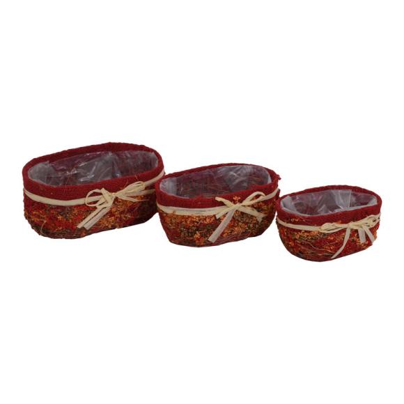 Set of three easter baskets in red color Fylliana