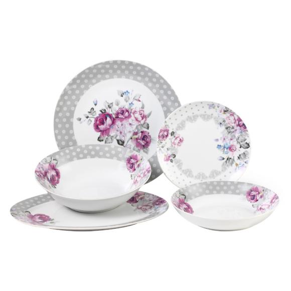 Set Fylliana of twenty pieces with white and pink flowers