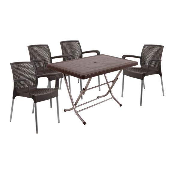 Outdoor set Dorino 120x70 with brown chairs