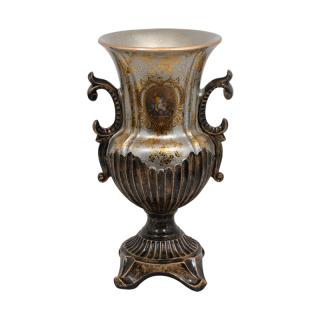 Polyresine vase white bronze size 22x19x36