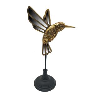 Decorative bird Fylliana with mirror details in gold color 18*10.5*33.8cm