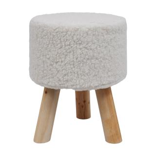 Decorative stool Fylliana 2834 in white color, size 28x34cm