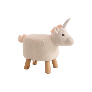 Stool Fylliana Unicorn in beige color with wooden legs ,size 56x27x45cm