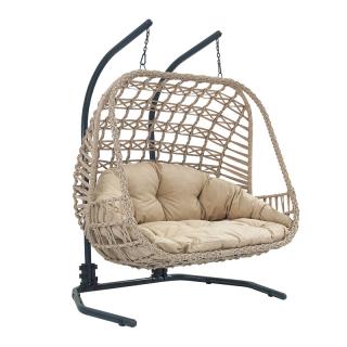 Double Hanging Chair Fylliana Naira in cappuccino color ,121x140x200