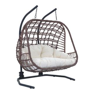 Double Hanging Chair Fylliana Naira in brown color ,121x140x200