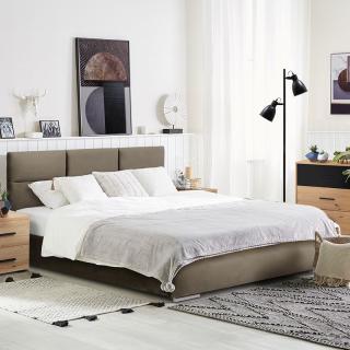 Double bed Fylliana Berlin in beige fabric color ,size 175x214x115cm