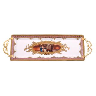 Tray Fylliana with handle in gold color, size 33