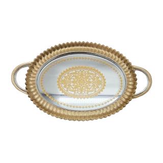 Tray with mirror Fylliana in gold color ,size 39x24x3,5cm