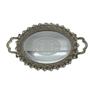 Tray with mirror Fylliana in silver color ,size 40x25x4cm
