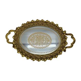Tray with mirror Fylliana in gold color ,size 40x25x4cm