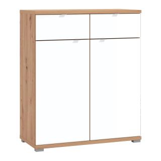 Hall unit element Tenerife 2K2F in artisan color-white painted glass ,size 86,5x40x103cm